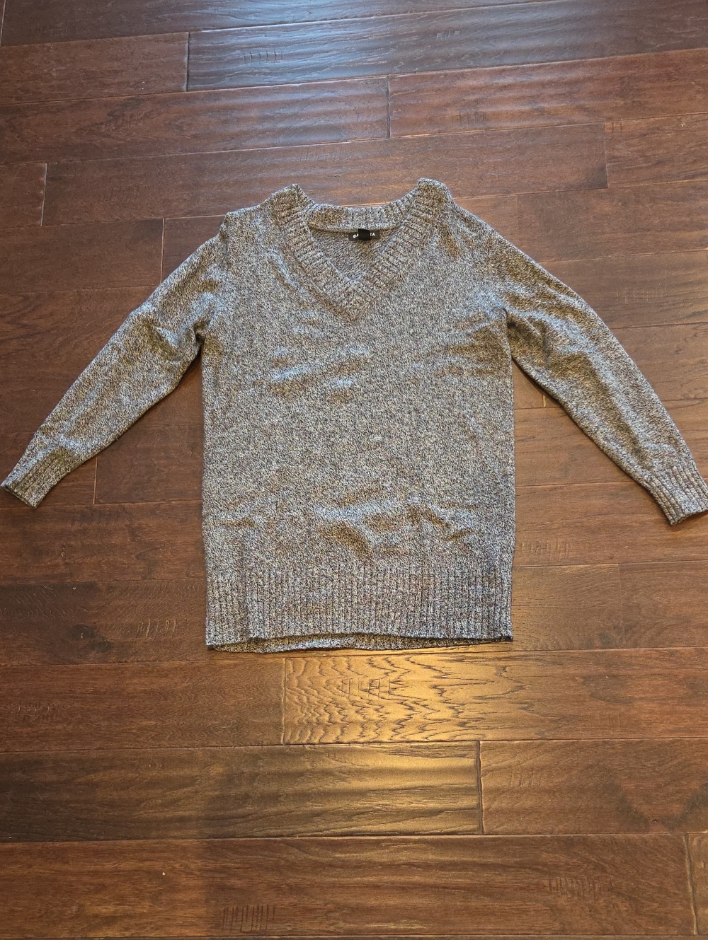 Athleta Gray Marled V-Neck Sweater